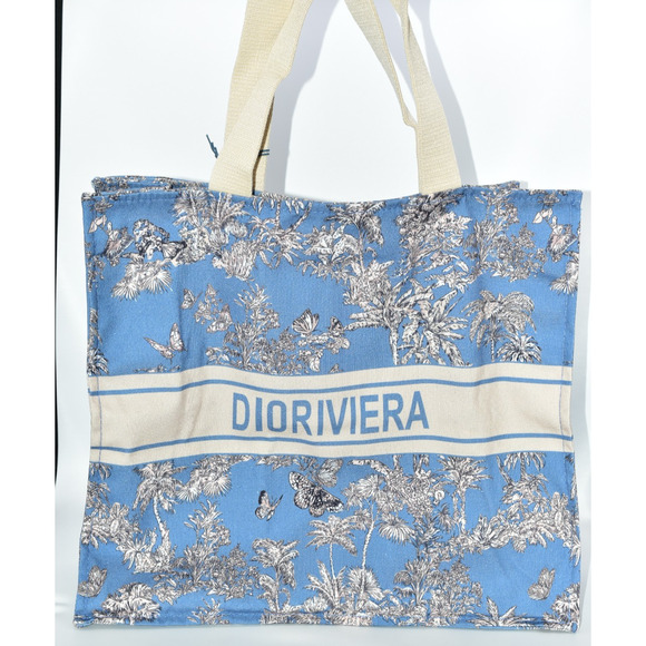 Dior Beauty Handbags - Dior Beauty Dioriviera Makeup Beach Tote Bag Large Blue Palm Tropical Travel GWP